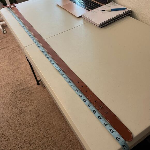 LOFT Tan Vegan Leather Outlander Loop Brass Stud Belt Size Large - Picture 6 of 10